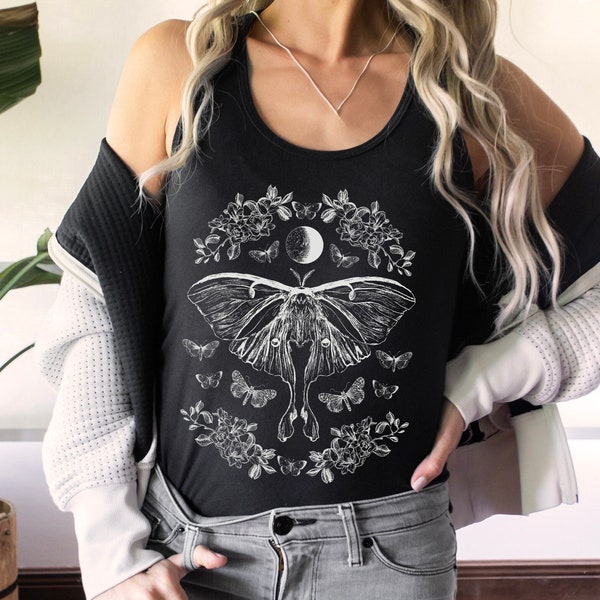 Luna Moth Goblincore Shirt Goth Tank Top Goblincore Clothing Gothic Moth Shirt Witchy Tank Top Dark Cottagecore Witchy Clothing Fairy Grunge