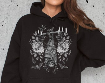Witch Hoodie Spooky Hoodie Bat Sweatshirt Edgy Hoodie Witchy Hoodie Goblincore Hoodie Goth Hoodie Whimsigothic Romantic Goth Alt Hoodie