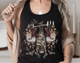 Witchy Tank Top Bat Shirt Gothic Top Witchy Clothes Cute Bat Cottagecore Tank Top Dark Cottagecore Dark Academia Shirt Romantic Goth