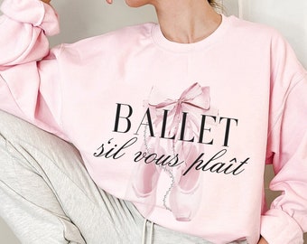 Ballet Sweatshirt Coquette Top Soft Girl Aesthetic Clothes Hyper Feminine Coquette Clothes Balletcore Preppy Stuff Coquette Sweatshirt