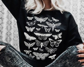 Moth Sweater Moth Shirt Moth Sweatshirt Goblincore Sweater Whimsigoth Clothing Deathhead Moth Entomology Shirt Witchy Sweater Alt Clothing