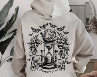 Memento Mori Moth Hoodie Goblincore Hoodie Dark Academia Goblincore Kleidung Witchy Hoodie Floral Hoodie Gothic Hoodie Dark Cottagecore