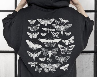 Moth Hoodie Moth Sweater Moth Shirt Moth Sweatshirt Goblincore Sweater Whimsigoth Clothing Deathhead Moth Witchy Sweater Alt Clothing