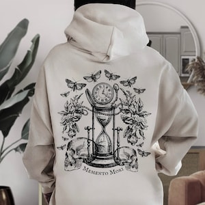 Memento Mori Moth Hoodie Goblincore Hoodie Dark Academia Goblincore Clothing Witchy Hoodie Floral Hoodie Gothic Hoodie Dark Cottagecore