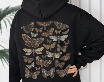 Moth Hoodie Goblincore Hoodie Moth Sweatshirt Cottagecore Hoodie Goblincore Clothing Death Head Moth Witchy Hoodie Gothic Hoodie Goth Hoodie