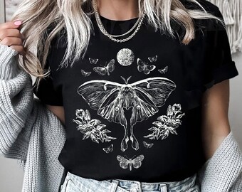 Luna Moth Goblincore Shirt Celestial Moth Insect Shirt Moth T Shirt Witchy Clothing Grunge Fairycore Goblincore Clothing Dark Cottagecore