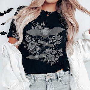Bat Shirt Vampire Bat Dark Academia Shirt Cute Bat Goblincore Shirt Vampire Shirt Alt Clothes Witchy Stuff Witchy Clothes Dark Cottagecore
