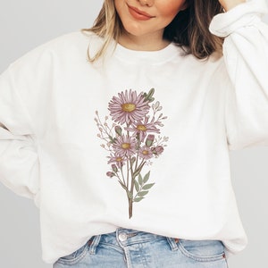 September Birth Flower Aster Birth Month Flower Birth Flower Shirt Birth Flower Gift Cottagecore Sweater Wildflower Shirt Naturecore