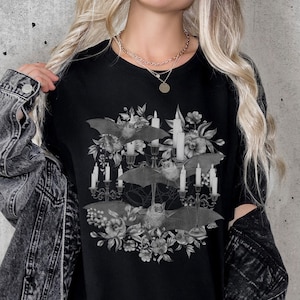 Bat Shirt Whimsigothic Dark Academia Shirt Cute Bat Goblincore Shirt Vampire Shirt Alt Clothes Witchy Stuff Witchy Clothes Dark Cottagecore