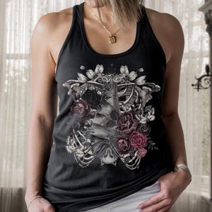 Witchy Tank Top Bat Shirt Gothic Top Whimsigoth Clothing Fairy Grunge Whimsigoth Shirt Dark Coquette Deaths Head Moth Mall Goth Witchy Stuff