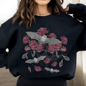 Bat Sweatshirt Bat Shirt Vampire Bat Goblincore Shirt Vampire Shirt Bat Sweater Witchy Stuff Witchy Clothes Dark Cottagecore Witchy Hoodie