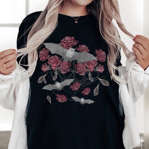 Bat Shirt Vampire Bat Dark Academia Shirt Cute Bat Goblincore Shirt Vampire Shirt Alt Clothes Witchy Stuff Witchy Clothes Dark Cottagecore