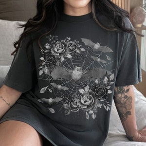 Bat Shirt Comfort Color Shirt Vampire Bat Whimsigoth Clothing Goblincore Shirt Witchy Stuff Witchy Alt Clothes Whimsigothic Romantic Goth