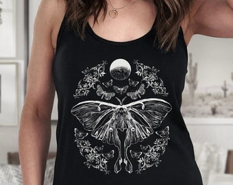 Luna Moth Butterfly Top Lunar Moth Goth Tank Top Moth Tank Celestial Moth Dark Cottagecore Insect Shirt Light Academia Cottagecore Shirt