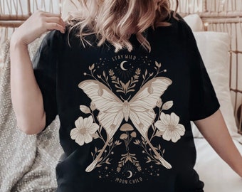 Stay Wild Moon Child Moon Child Shirt Moth Shirt Luna Moth Lunar Moth Luna Moth Shirt Fairy Shirt Witchy Clothes Witchy Things Witch Clothes