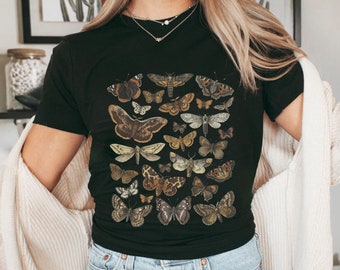 Moth T Shirt Insect Shirt Moth Print Cottagecore Shirt Gothic Moth Shirt Deaths Head Moth Environment Shirt Light Academia Dark Cottagecore