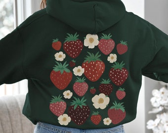 ストロベリーパーカー ストロベリーセーター ストロベリーシャツ コテージコアパーカー ストロベリー服 フルーツシャツ フローラルパーカー コテージコア服