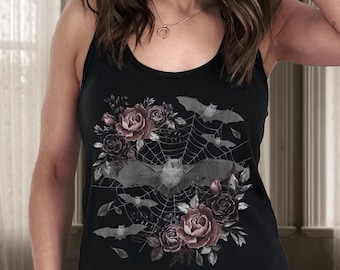 Cute Bat Witchy Tank Top Bat Shirt Gothic Top Witchy Clothes Cottagecore Tank Top Dark Cottagecore Dark Academia Shirt Vampire Aesthetic