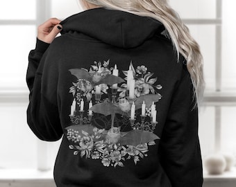 Witch Hoodie Spooky Hoodie Bat Sweatshirt Edgy Hoodie Witchy Hoodie Goblincore Hoodie Goth Hoodie Whimsigothic Romantic Goth Alt Hoodie