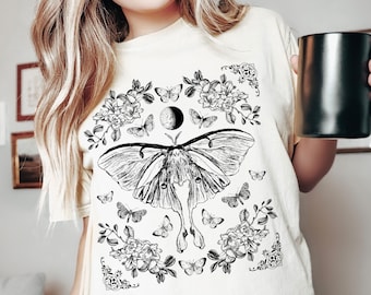 Luna Moth Comfort Color Shirt Celestial Moth T Shirt Mystical Shirt Moon Child Shirt Insect Shirt Witchy Clothes Lunar Moth Fairycore Shirt