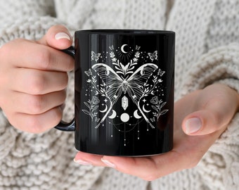 Luna Moth Moon Mug Stay Wild Moon Child Moth Mug Cottagecore Mug Cottagecore Mugs Forest Mug Woodland Mug Witchy Mug Mushroom Mug Moth Art