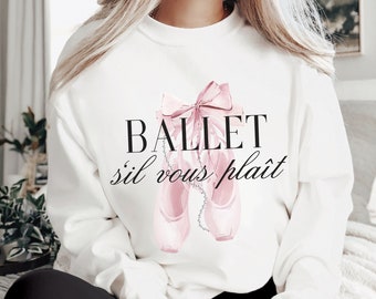 Ballet Sweatshirt Coquette Top Soft Girl Aesthetic Clothes Hyper Feminine Coquette Clothes Balletcore Preppy Stuff Coquette Sweatshirt