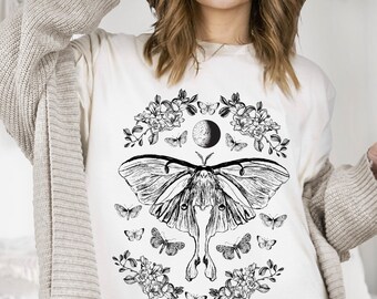 Luna Moth Goblincore Shirt Celestial Moth Insect Shirt Moth T Shirt Witchy Clothing Grunge Fairycore Goblincore Clothing Dark Cottagecore