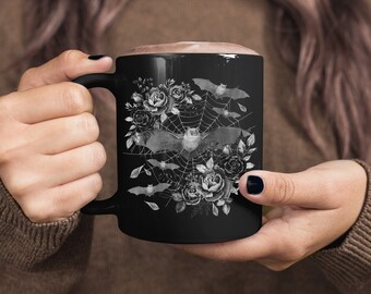Bat Mug Witchy Mug Goth Mug Cute Bat Mug Witchy Stuff Aesthetic Mug Witchy Decor Dark Cottagecore Mug Romantic Goth Cute Bat Goth Kitchen