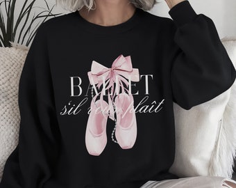 Ballet Sweatshirt Coquette Top Soft Girl Aesthetic Clothes Hyper Feminine Coquette Clothes Balletcore Preppy Stuff Coquette Sweatshirt