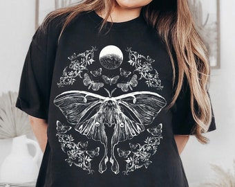 Luna Moth Comfort Color Shirt Celestial Moth Insect Shirt Moth T Shirt Witchy Clothing Grunge Fairycore Goblincore Clothing Dark Cottagecore