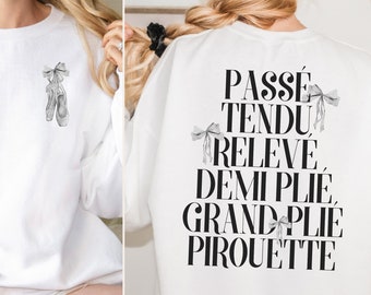Ballet Sweatshirt Dark Coquette Top Soft Girl Aesthetic Clothes Hyper Feminine Coquette Clothes Balletcore Preppy Stuff Coquette Sweatshirt