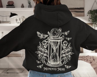 Memento Mori Moth Hoodie Goblincore Hoodie Dark Academia Goblincore Kleidung Witchy Hoodie Floral Hoodie Gothic Hoodie Dark Cottagecore