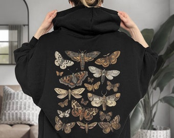 Moth Hoodie Goblincore Hoodie Moth Sweatshirt Cottagecore Hoodie Goblincore Clothing Death Head Moth Witchy Hoodie Gothic Hoodie Goth Hoodie
