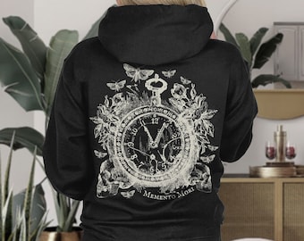 Memento Mori Moth Hoodie Goblincore Hoodie Dark Academia Goblincore Clothing Witchy Hoodie Floral Hoodie Gothic Hoodie Dark Cottagecore
