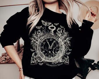 Memento Mori Dark Cottagecore Witchy Sweatshirt Moth Print Cottagecore Shirt Gothic Moth Shirt Light Academia Grunge Sweatshirt Death Moth