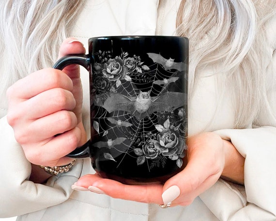 Bat Mug Witchy Mug Goth Mug Cute Bat Mug Witchy Stuff Aesthetic Mug Witchy Decor Dark Cottagecore Mug Romantic Goth Cute Bat Goth Kitchen
