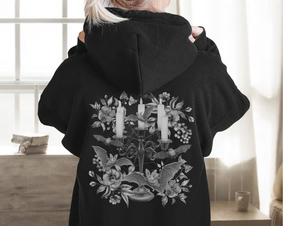 Witchy Hoodie Spooky Hoodie Bat Sweatshirt Edgy Hoodie Witch Hoodie Goblincore Hoodie Goth Hoodie Whimsigoth Romantic Goth Alt Hoodie