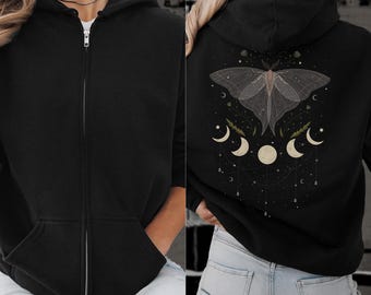 Zip Up Hoodie Celestial Hoodie Stay Wild Moon Child Shirt Moth Shirt Luna Moth Lunar Moth Luna Moth Shirt Celestial Sweatshirt Witchy Hoodie