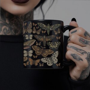 Moth Mug Cottagecore Mug Cottagecore Mugs Dark Cottagecore Forest Mug Woodland Mug Witchy Mug Garden Mug Death Moth Deaths Head Moth 11 oz. image 2