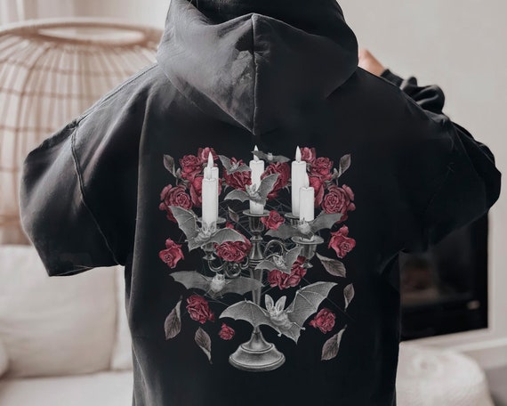 Witchy Hoodie Spooky Hoodie Bat Sweatshirt Edgy Hoodie Witch Hoodie Goblincore Hoodie Goth Hoodie Whimsigothic Romantic Goth Alt Hoodie