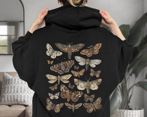Moth Hoodie Goblincore Hoodie Moth Sweatshirt Cottagecore Hoodie Goblincore Clothing Death Head Moth Witchy Hoodie Gothic Hoodie Goth Hoodie