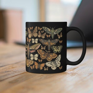Moth Mug Cottagecore Mug Cottagecore Mugs Dark Cottagecore Forest Mug Woodland Mug Witchy Mug Garden Mug Death Moth Deaths Head Moth 11 oz. image 7