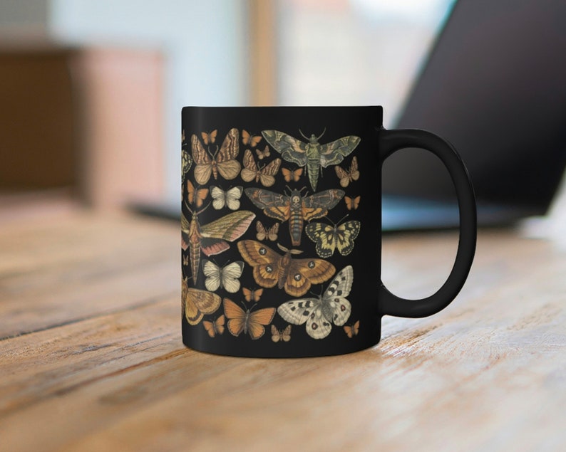 Moth Mug Cottagecore Mug Cottagecore Mugs Dark Cottagecore Forest Mug Woodland Mug Witchy Mug Garden Mug Death Moth Deaths Head Moth 11 oz. image 7