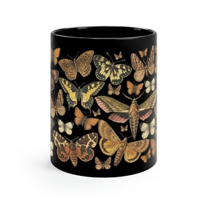 Moth Mug Cottagecore Mug Cottagecore Mugs Dark Cottagecore Forest Mug Woodland Mug Witchy Mug Garden Mug Death Moth Deaths Head Moth 11 oz. image 5