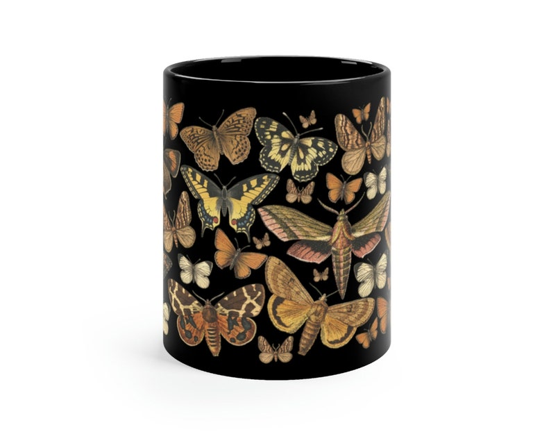 Moth Mug Cottagecore Mug Cottagecore Mugs Dark Cottagecore Forest Mug Woodland Mug Witchy Mug Garden Mug Death Moth Deaths Head Moth 11 oz. image 5