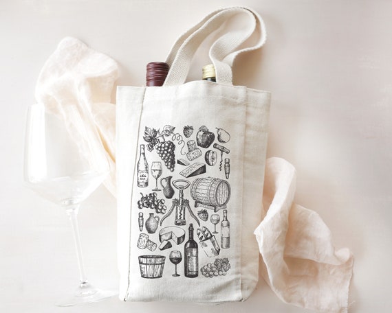 Double Wine Bottle Carrier Wine Tote Wine Bag Aesthetic Tote Bag Material Wine Bag Trendy Tote Bag Wine Tasting Wine Lovers Gift Picnic Tote Etsy