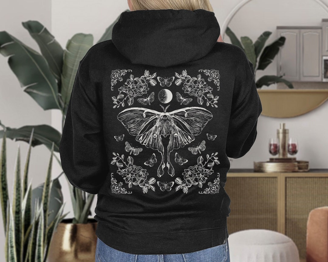 Zip up Hoodie Luna Moth Goblincore Hoodie Cottagecore Hoodie - Etsy