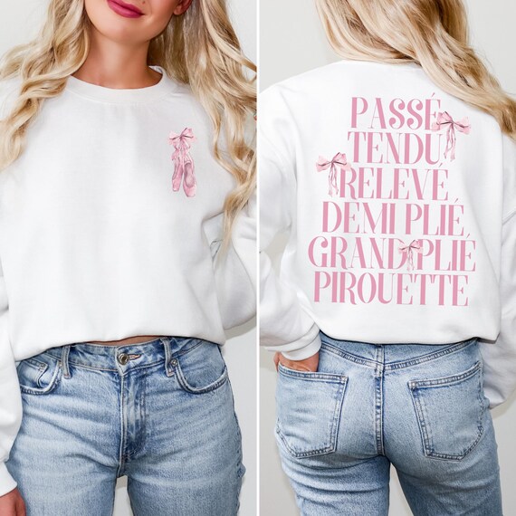 Ballet Sweatshirt Coquette Top Soft Girl Aesthetic Clothes Hyper Feminine Coquette Clothes Balletcore Preppy Stuff Coquette Sweatshirt
