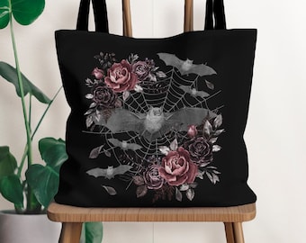 Bat Bag Goth Tote Bag Bat Purse Pastel Goth Bag Library Bag Dark Academia Bag Mall Goth Tote Bag Cute Bat Artsy Tote Bag Dark Cottagecore