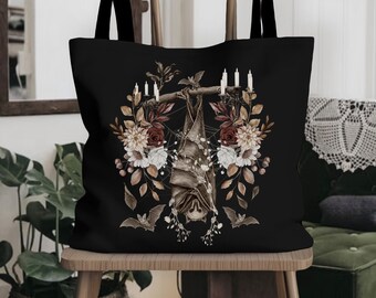 Bat Bag Goth Tote Bag Bat Purse Pastel Goth Bag Library Bag Dark Academia Bag Mall Goth Tote Bag Cute Bat Artsy Tote Bag Dark Cottagecore